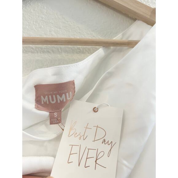 Show Me Your Mumu Jodie Bridal Dress in Ivory Luxe Satin S NWT - Picture 6 of 8